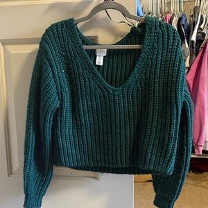 H&M Teal V-Neck Sweater